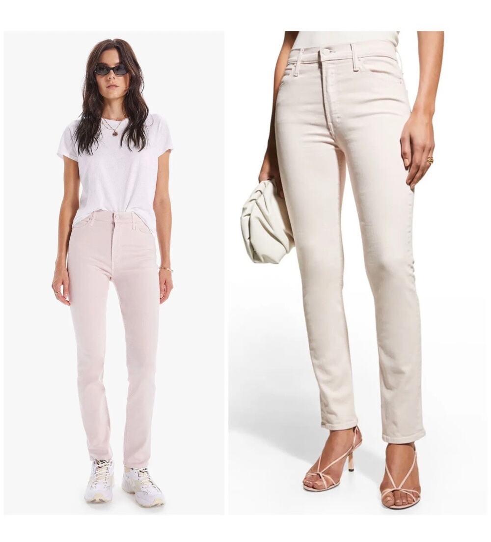 Mother The Dazzler Hover Date Night Pink Straight Leg Jeans Size 26